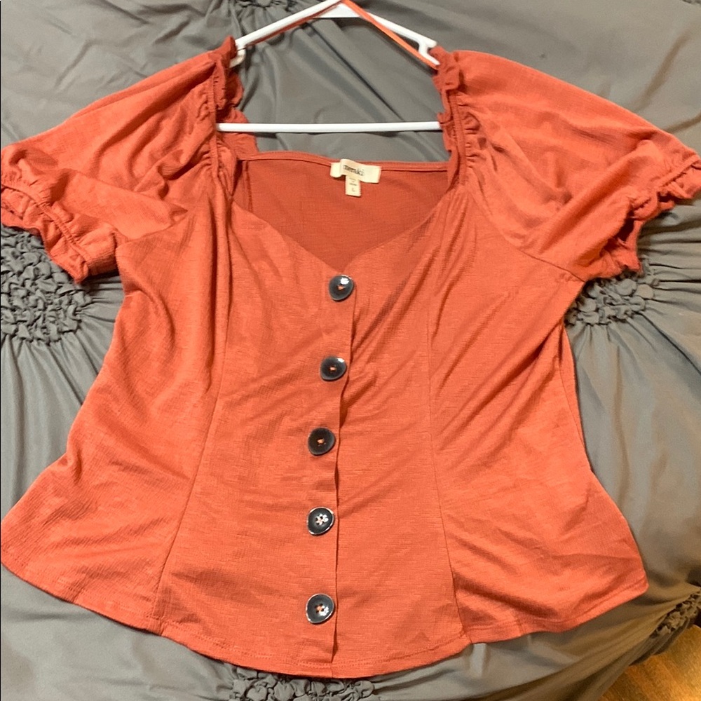 Women's Orange Button-Up Top